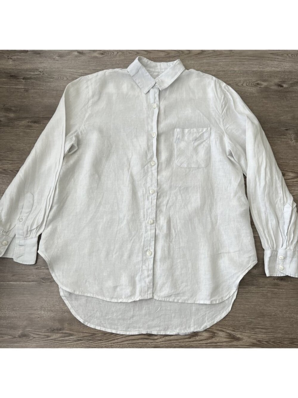 Rag &‎ Bone Ryan 100% Linen Button Up Shirt Womens Large Light Gray Long Sleeve